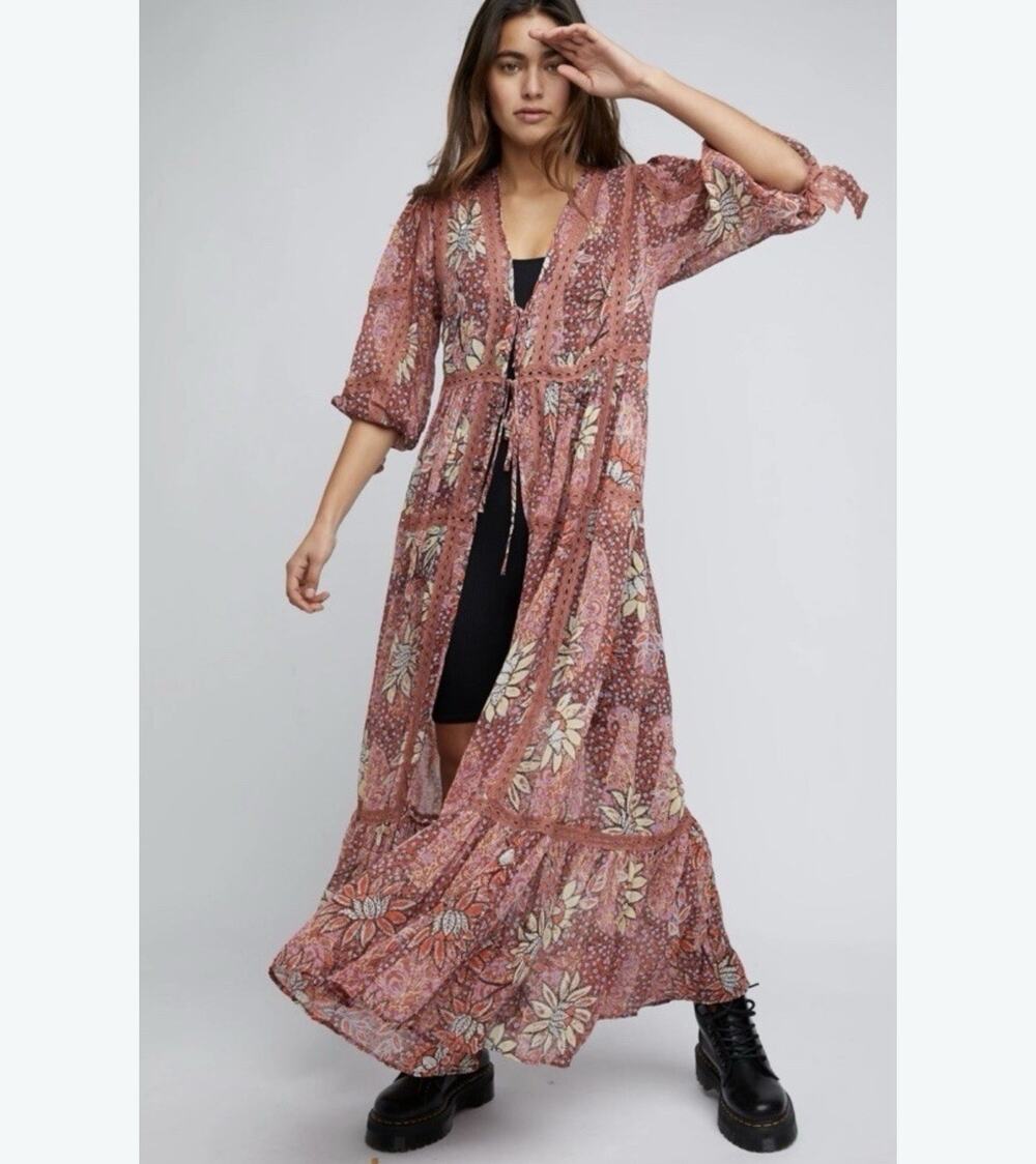 Intimately Free People Grasslands Kimono Charlotte Rose Combo XS/S